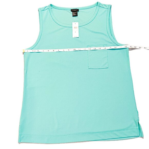 NWT Ann Taylor Factory Pocket Tank Shell Aqua/Teal Scoop Neck Women's Size L - Picture 4 of 7